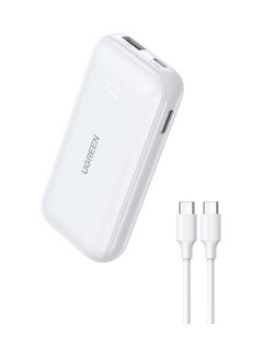 Buy 10000 mAh Mini Power Bank Two-Way Fast Charging 30W - White in Saudi Arabia