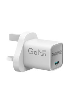 Buy 30 mAh PD30W GaN Wall Charger White in Saudi Arabia