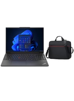 اشتري Newest ThinkPad E16 Laptop With 16-Inch Touchscreen Display, Core i7-1355U Processor/16GB RAM/1TB SSD/Intel Iris XE Graphics/Windows 11 Pro + Bag English/Arabic Black في الامارات