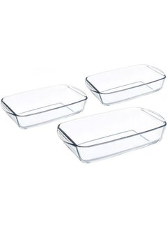 Buy Borcam Rectangular Oven Dishes  Set Of 3 Clear in Egypt