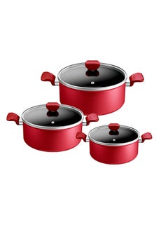 اشتري Expert Stewpot Set With Glass Lid  3 Pcs Red في مصر