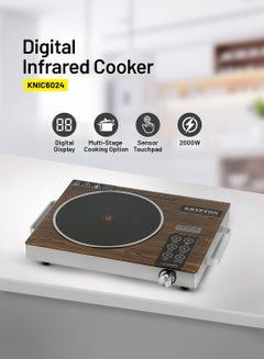 Buy Digital Infrared Cooker- Single Cooking Hob, 2000-Watt Burner with Adjustable Temperature, Energy Saving/ Touch and Sensor Touchpad Control, Multi Functions Include Fried, BBQ, Soup, Timer, 2 Years Warranty KNIC6024 Multicolour in UAE