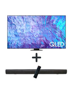 Buy 55 Inch QLED 4K Smart TV with Direct Full Array and Neural Quantum Processor with 2.0 Channel 600 Watts Soundbar, Bluetooth, USB, FM Radio 55Q80C+TH-N322B Gray in UAE