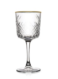 اشتري 4 Pieces Timeless Golden Touch Red Wine Coupe Set 330 Ml, 195 Mm Height, 97.5 Mm DiameterAnd Gold Line Clear في الامارات