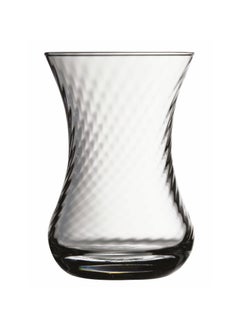 Buy 6 Pieces Ince Belli Tea Cup Set Optical Design, 125 Ml Clear in UAE