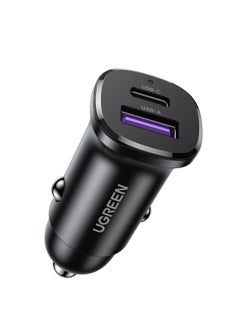 Buy 30W Car Charger Type C Dual Ports USB Car Adapter Fast Charging Fireproof Material USB A+ USB C Compatible With PD3.0 PPS QC4.0 iPhone 16 15 14 Pro Max Samsung Galaxy S23 S22 S21 Ultra Huawei Xiaomi Black in Saudi Arabia