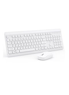 اشتري CS500 wireless keyboard and mouse combo with 104 keycaps keyboard, plug & play, ergonomic design mouse for office home computer pc laptop WHITE في الامارات