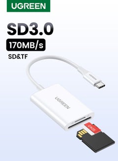 Buy SD Card Reader 2 IN 1 For iPhone 16 15 Series Memory Card Reader Adapter 170Mbps Transfer Speed Support SD Micro SD Compatible With Galaxy S24 S23 Ultra SLR Camera DJ Drone Sport Camera Macbook Pro White in UAE