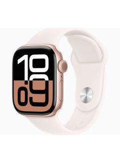 Buy Watch Series 10 GPS + Cellular 42mm Rose Gold Aluminium Case With Light Blush Sport Band in UAE