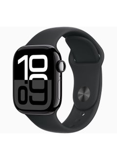 Buy Watch Series 10 GPS + Cellular 46mm Jet Black Aluminium Case With Black Sport Band in UAE