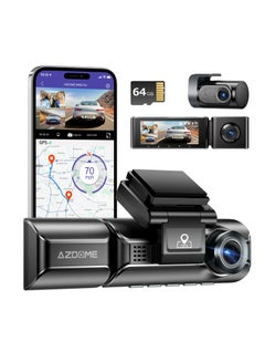 اشتري كاميرا 4K Dashcam ثلاثية القنوات أمامية وخلفية ومقصورة مدمجة بتقنية 5G WiFi ونظام تحديد المواقع العالمي (GPS) والتحكم الصوتي مع الرؤية الليلية في السعودية