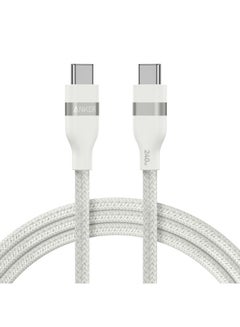 اشتري USB C Cable, 240W 6 ft Upcycled-Braided USB C to USB C Cord, Type C Charger Fast Charging Cable for iPhone 15/15 Pro/15 Plus/15 Pro Max, MacBook Pro, iPad Pro, iPad Air 4, Galaxy S23, and More White في مصر