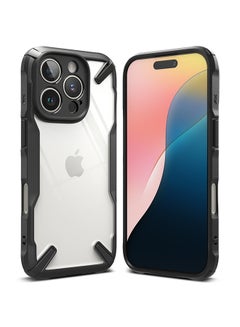 Buy Fusion-X For iPhone 16 Pro Case Cover Transparent Hard Back Soft Flexible TPU Bumper Scratch Resistant Shockproof Protection Phone Cover- Black in UAE