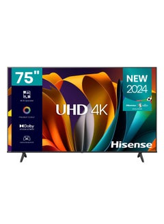 اشتري Hisense 75 Inch Smart TV 4K UHD LCD Dolby Vision, Natural Colour Enhancer,VIDAA U5 OS, Youtube, Netflix, Disney +, Freeview Play and WiFi, Model (75A6N) 75A6N Black في السعودية