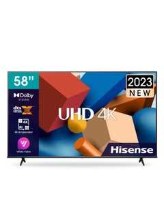 Buy Hisense 58 Inch Smart TV 4K UHD LCD Dolby Vision, Natural Colour Enhancer,VIDAA U5 OS, Youtube, Netflix, Disney +, Freeview Play and WiFi, Model (58A6K) 58A6K Black in Saudi Arabia