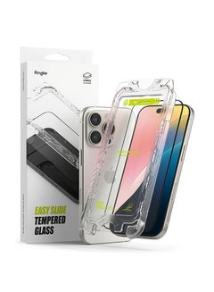 Buy Tempered Glass [Easy Slide] For iPhone 16 Pro Max Screen Protector, Shatterproof Premium 9H Hardness, Anti-Scratch, Easy to Install - 2 Pack, W Installation Jig in UAE