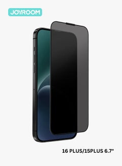 Buy iPhone 16 Plus/15 Plus Privacy Screen Protector 6.7" Inch Face ID Supported Easy Installation Anti-Spy & Privacy Protection Anti-Fingerprint & Bubble Free, Case Friendly Tempered Glass Black in Egypt