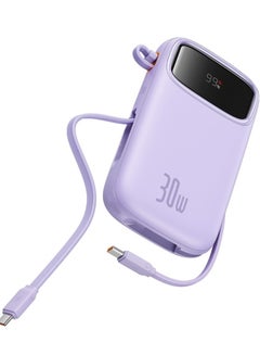 اشتري 20000 mAh Fast Charging Power Bank, 30W Power Delivery with Built-in Cables & LED Display, USB C Battery Pack for iPhone 15 Series, Samsung S24/S23, iPad and Android Phones, Ideal for Travel - Purple في الامارات