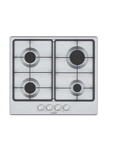 Buy Bosch Built-in Hub 60 cm Frameless  Series 4 Stainless steel 4 Burners pan supports Cast iron with rubber feet PGP6B5O62Q PGP6B5O62Q Silver in Egypt