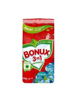 اشتري Bonux Original 3 In 1 Detergent Powder High Foam, Automatic Washing Machines, Green, 5Kg في السعودية