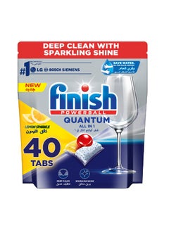 اشتري Finish Powerball Quantum Lemon Sparkle Dishwasher Detergent Powder 40 Tablets في السعودية