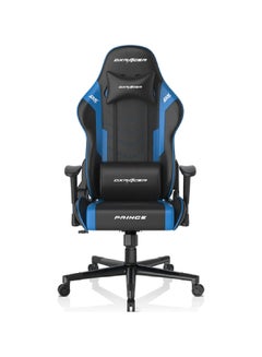 اشتري DXRacer Prince Series Gaming Chair, Premium PVC Leather Racing Style Office Computer Seat Recliner with Ergonomic Headrest and Lumbar Support, Standard, Black/Blue في الامارات