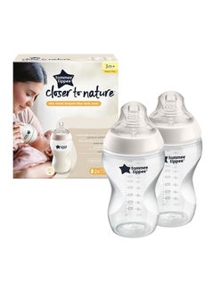 Buy Pack Of 2 Closer To Nature Baby Bottles, Medium-Flow Teat With Anti-Colic Valve 3 Months+, 340 ml, White in Saudi Arabia