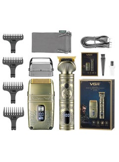 اشتري Professional Hair Trimmer Shaver Set - Precision Grooming With Titanium Foils, Detachable T-Blade, And Usb Recharge Ability For Ultimate Convenience , V-649 في مصر