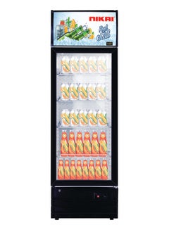 Buy 200L Single Door Chiller Fridge Commercial | No Frost Chiller | Digital Display | Auto Defrost | Adjustable Shelves | Castor Wheels | Tempered Glass) 200 L 300 W NSF200DHP Black in UAE