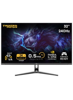 Buy 32 inch Supreme Series, (2560 x 1440p) FHD VA, 240Hz Refresh Rate, 0.5ms Response Time, HDR, 2.1 HDMI, Console Ready, G-sync Compatable TM32QHD240VA Black in UAE