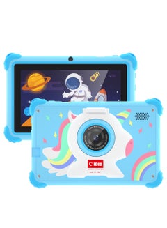 اشتري WiFi Kids Smart Tablet Shockproof Edges With Built-in Stand 7-inch Display 6GB RAM 128GB ROM Android Bluetooth Educational Kids Learning Games For Children Surprise Gifts Blue في الامارات