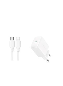 اشتري JR-TCF20EU PD20W Charger With Data Cable 1M Type-C To Lightning White في مصر