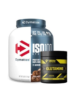 Buy ISO 100 Isolated Whey Protein And Body Builder Glutamine 30 Servings, 25g of Protein, 5.5g BCAAs- Gourmet Chocolate, 5 lb in UAE