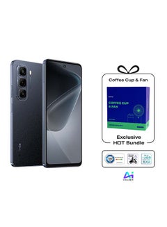 Buy Hot50 Dual SIM Sleek Black 6+6GB RAM 256GB 4G - Middle East Version + Ai Support With Coffee Cup & Fan in Saudi Arabia