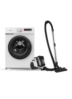 Buy Home Bundle -  7KG Front Load Washing Machine + Canister Vacuum Cleaner MC08MEWH+MFN70 White in UAE