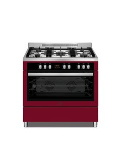 اشتري 90 X 60 5 Burner Full Gas Cooker HGC-S95G-R Red في الامارات