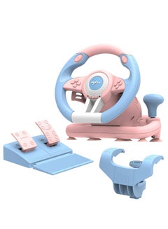 اشتري V3 Pro Gaming Steering Wheel with Pedals, 180 Degree Racing Wheel, Vibration Feedback for PC PS3 PS4 Xbox One & Series X|S Switch, Pink في مصر