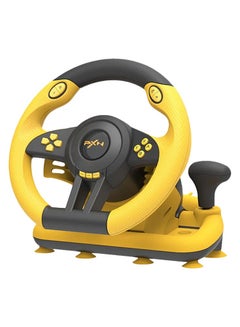 اشتري Racing Wheel PXN-V3 PRO yellow/black Steering Wheel with Pedals - 180° Gaming Steering Wheel, Vibration Feedback, Shift Paddles, Body Gear Shifter - Steering Wheel for PC, PS3, PS4, Xbox في مصر