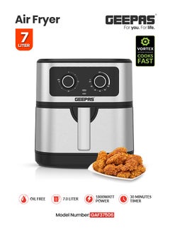 اشتري Air Fryer Equipped with VORTEX Air Frying Technology| 7 L Capacity with a Rack| Oil Free Cooking | Adjustable Timer and Temperature, 1-30 Minutes Timer| Ideal for making Fries, Steak, Chicken, Cake, Meat, Bread | 2 Years Warranty 7 L 1800 W GAF37506 Silver في السعودية