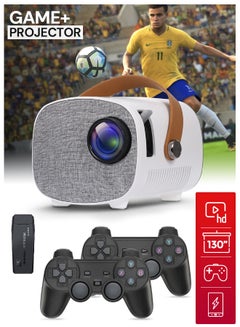 اشتري Mini Projector, LED Portable HD Quality Video Projector with Gaming Console,  Supports Android TV Stick, Power Bank, HDMI, USB, AV, & SD WP51 White في الامارات