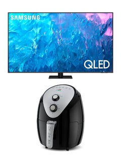 اشتري 55-Inch Q70C QLED 4K Smart TV with Quantum HDR 10+, HDR10+, AirSlim Design With 3.5L Air Fryer 1800W, 80-200°C Cooking Range, Rapid Air Convection 55Q70C+AIR-FRYER Gray في الامارات