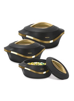 Buy Pearl Inner Stainless Steel Regular Casserole Set of 3 (860 ml, 1.27 Litre, 1.96 Litre), Black | BPA Free | Food Grade | Easy to Carry | Easy to Store | Chapati | Roti | Curd Maker Black in Saudi Arabia