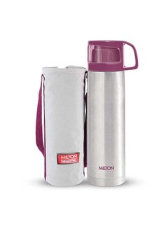 اشتري Glassy 1000 Thermosteel 24 Hours Hot And Cold Water Bottle With Drinking Cup Lid, 1 Litre, Pink | Leak Proof | Office Bottle | Gym Bottle | Home | Kitchen | Hiking | Trekking | Travel Bottle Pink في الامارات