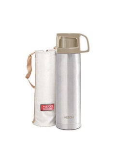 اشتري Glassy 500 Thermosteel 24 Hours Hot And Cold Water Bottle With Drinking Cup Lid, 500 Ml, Grey | Leak Proof | Office Bottle | Gym Bottle | Home | Kitchen | Hiking | Trekking | Travel Bottle Grey في الامارات