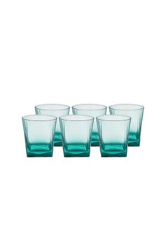 اشتري Pasabahce Juice,Tea and Water Colored Cups Set of 6 – Carre- 310ml -Green Color-Bulgarian Made في مصر