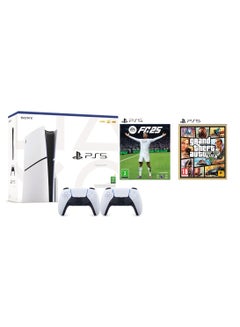 Buy PlayStation 5 Slim Disc Console KSA Version With Extra Controller Grand Theft Auto V (Intel Version) And EA FC 25 in Saudi Arabia