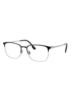 اشتري Men's Square Shape Plastic Eyeglass Frames 2861 - Lens Size: 54 Mm - Black On Silver في السعودية