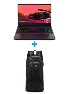 اشتري Ideapad Gaming 3 Laptop With 15.6 Inch FHD /Core I7-11370H /16 GB Ram /1.256 GB SSD+Hdd (Hybrid)/ 4 GB Geforce Rtx 3050/ Free Dos /English/Arabic Black With Casual Leather Laptop Backpack Black English/Arabic Black في مصر