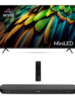 اشتري 4K, 75-Inch TV, Mini LED Android Smart Tv and Soundbar 2.2ch with Bluetooth & LED Display Bundle 75EV600MA+EVAUD-SB200B Black في الامارات