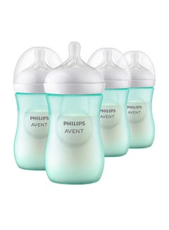 اشتري Natural Baby Bottle With Natural Response, Teal, 260ml, 1m+, 4 Pieces في الامارات